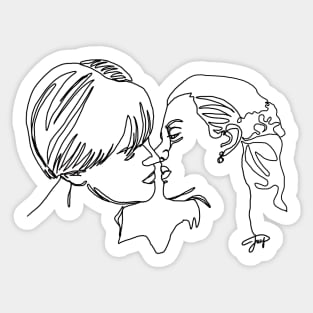 Love on Titanic, line art Sticker